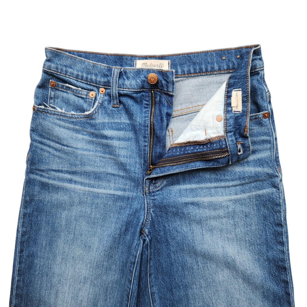 Madewell Jeans Women's 27 Fits 28x22 Blue Wide Leg Crop Raw Hem Faded Summer - Picture 5 of 14